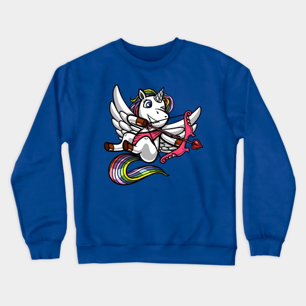 Unicorn Valentines Day Cupid Crewneck Sweatshirt by underheaven